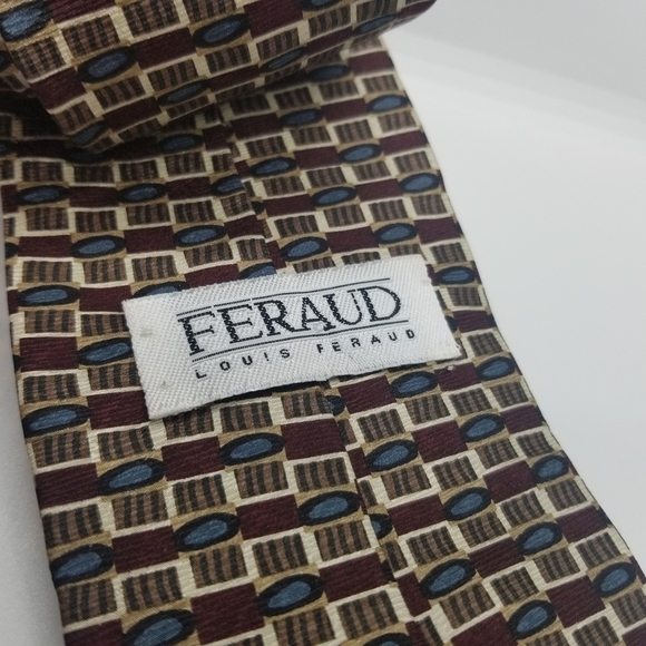 Louis Feraud abstract check print silk tie - Picture 2 of 4